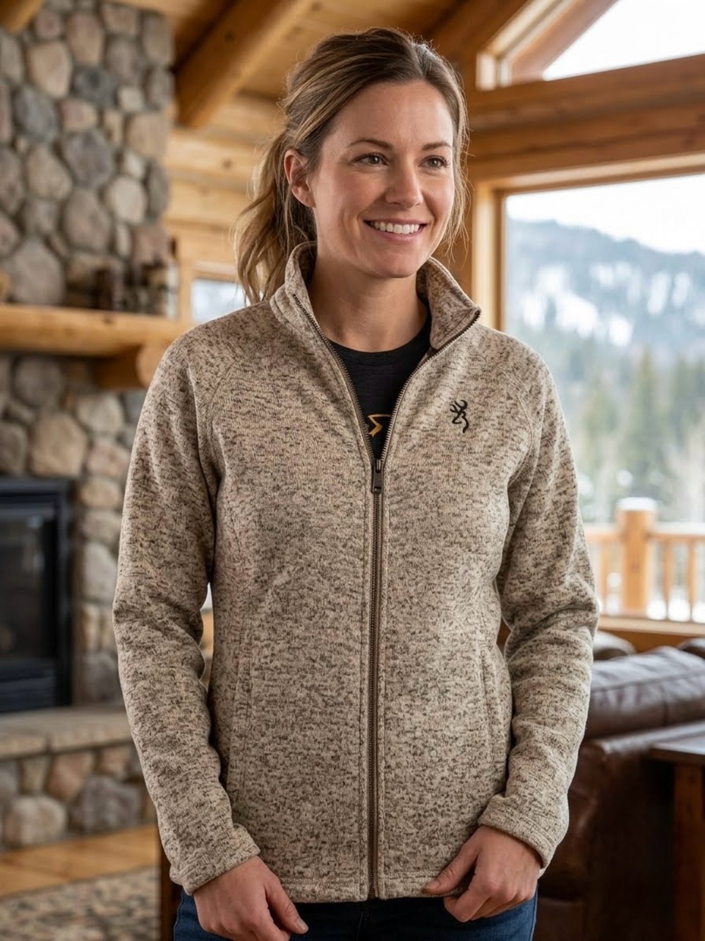 Browning heather oatmeal color full-zip jacket